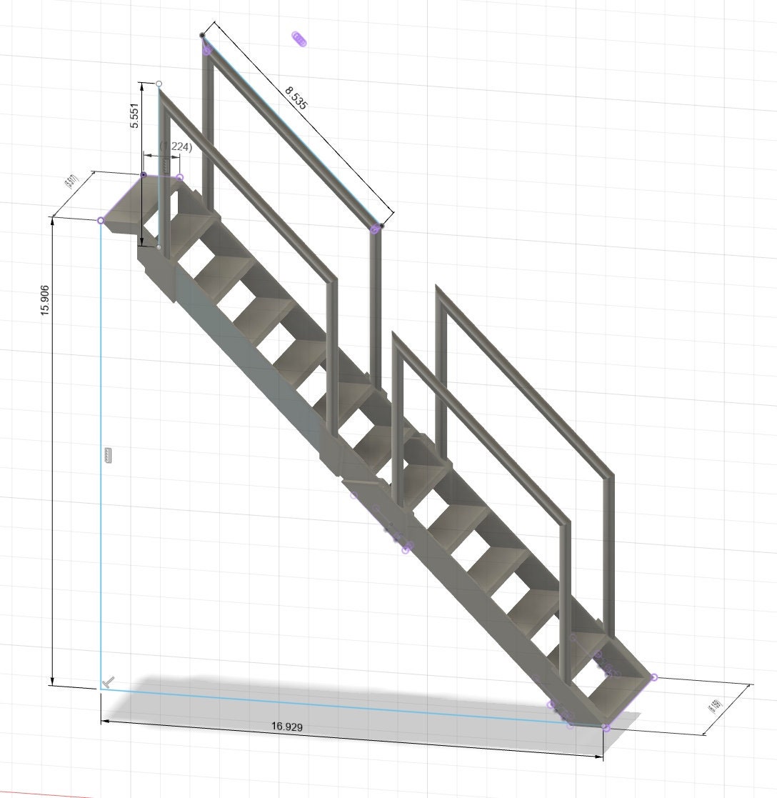 1/6 , miniature stairs, dollhouse, dollhouse stairs 5 inches (140 mm) wide please see the photos have all the dimensions in mm and inches