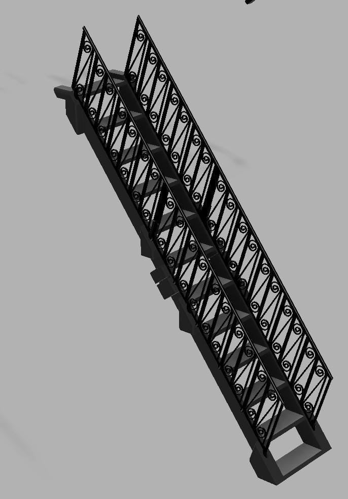 1/6 , miniature stairs, dollhouse, dollhouse stairs and double rails ( new ) 3 inches wide 11 steps