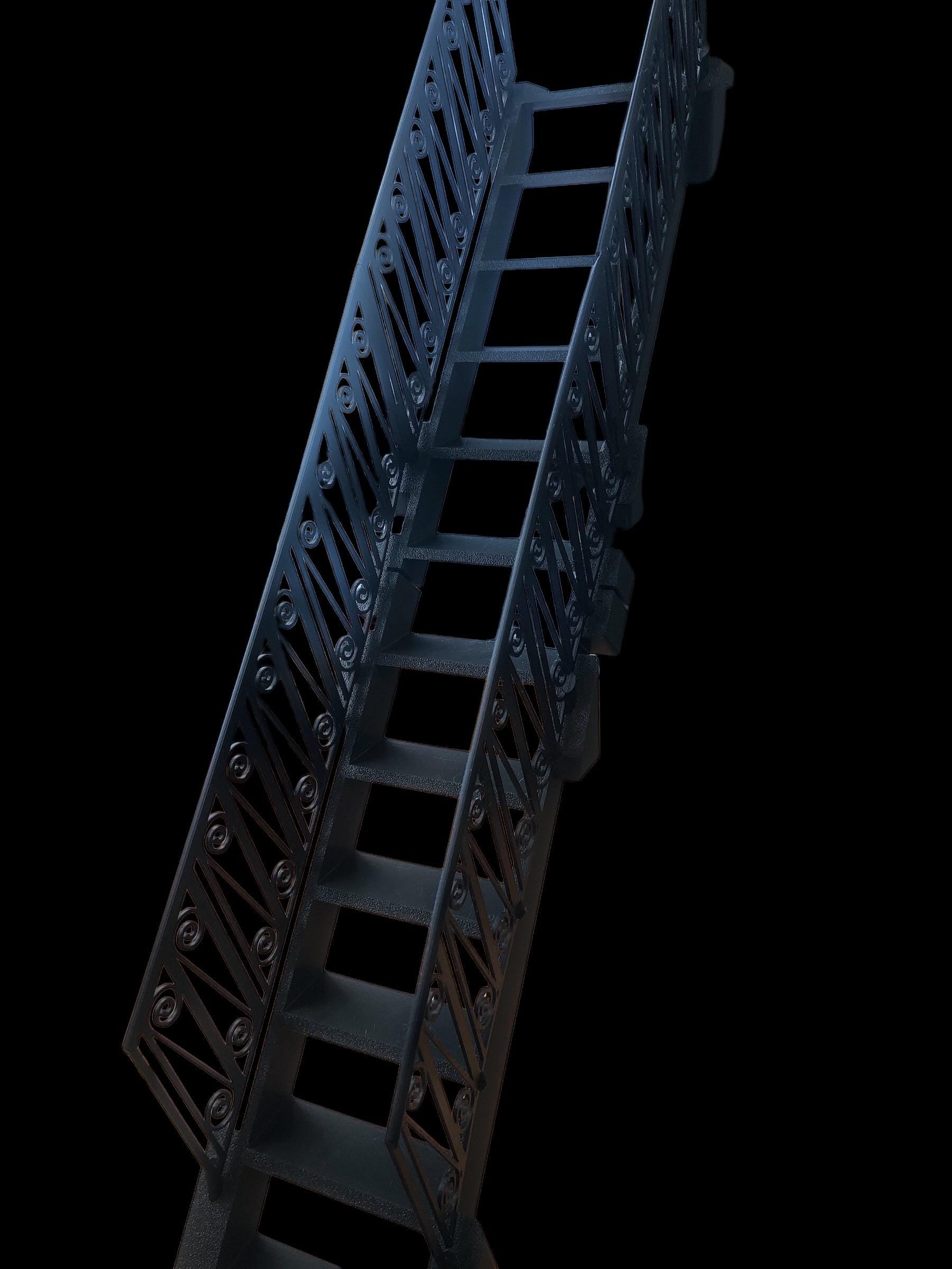 1/6 , miniature stairs, dollhouse, dollhouse stairs and double rails ( new ) 3 inches wide 11 steps